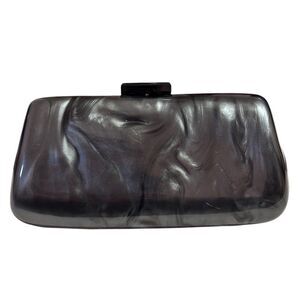 Jessica Mc Clintock   Gray Black   Hard Shell   Evening Bag / Clutch